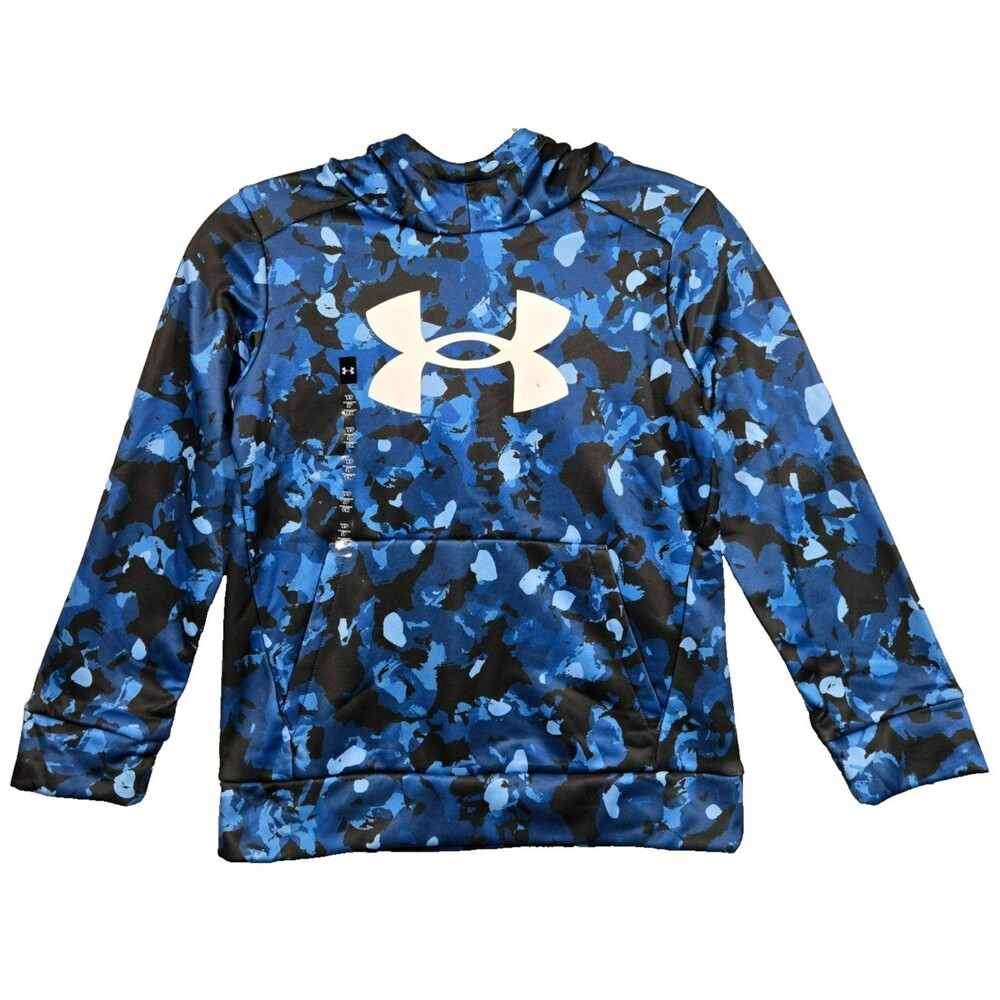 NWT Under Armour YL Youth Large Loose Fit Hoodie Blue Camouflage